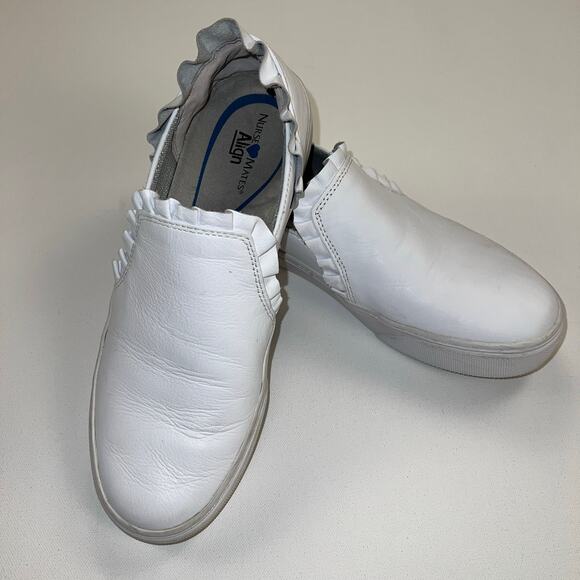 Nurse Mates Align Farrah Ruffle Leather Slip On Sneaker Shoes White Size 8.5 - Picture 4 of 13